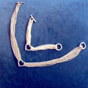 Sterling heart & mesh/chain necklace & bracelet set Modern , clean design